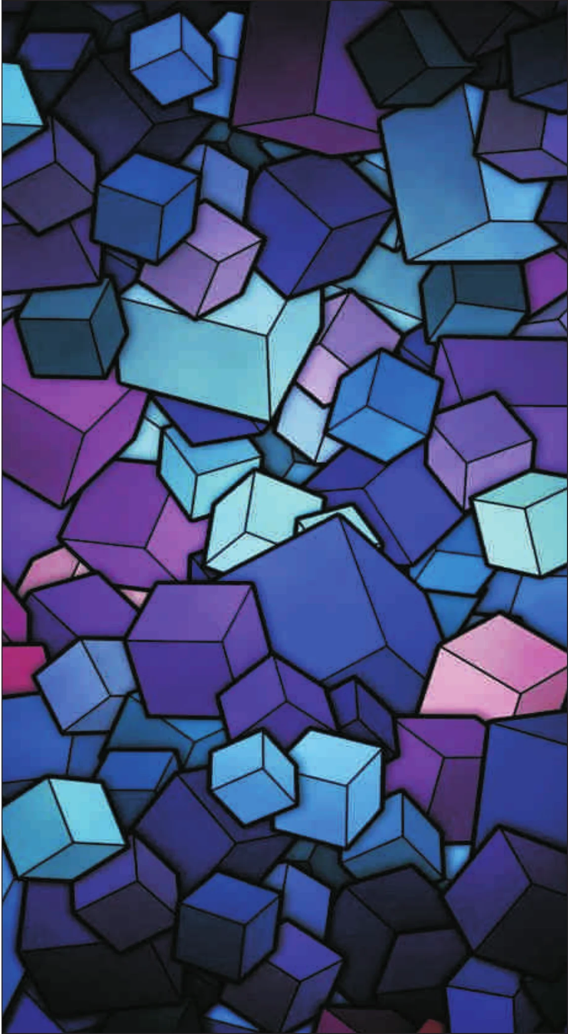 3D Isometric Geometric Cubes Purple & Indigo Premium Mobile Skin Wrap