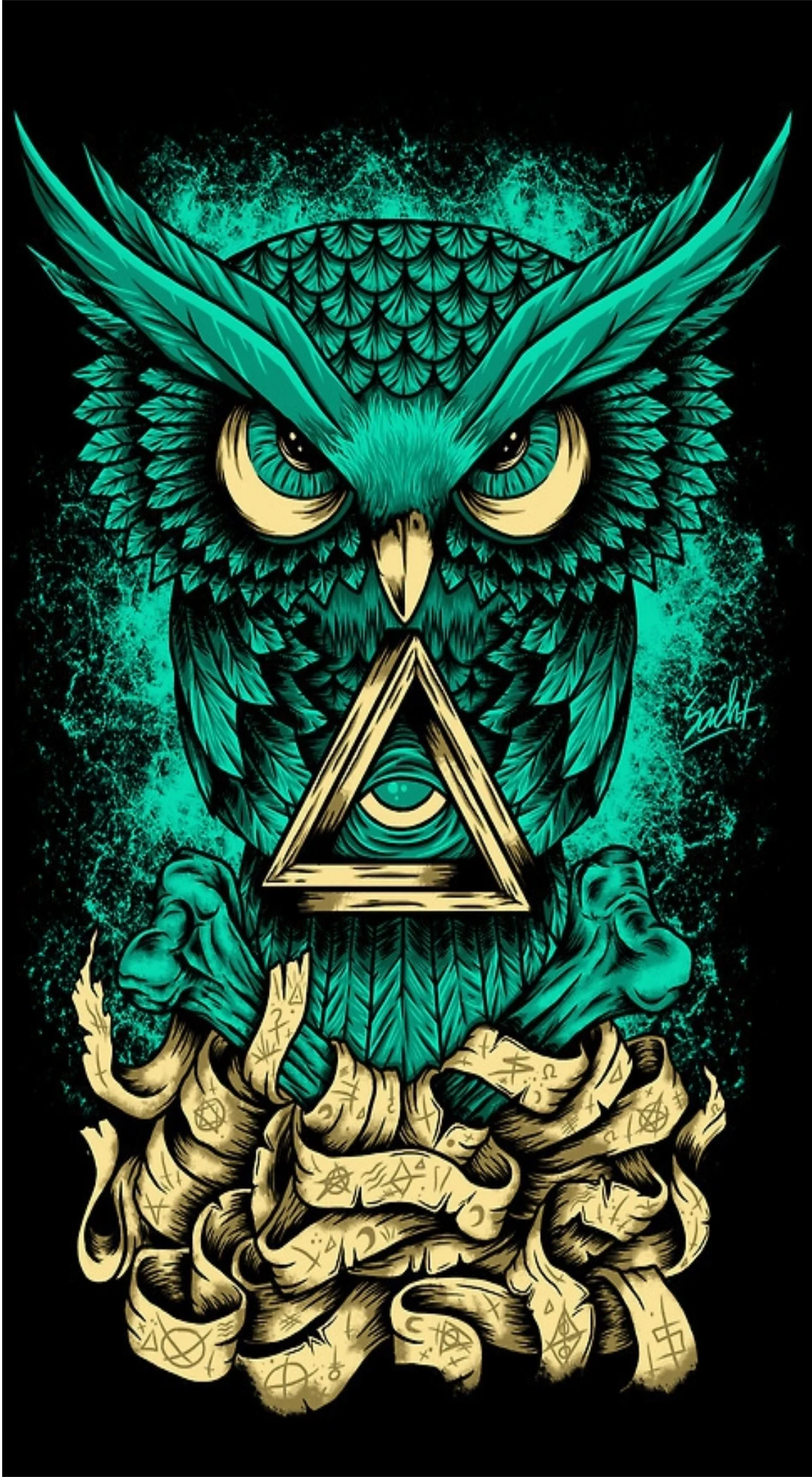 All-Seeing Emerald Mystic Owl Triangle