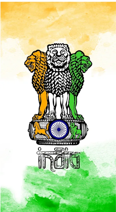 Ashoka Lion Capital Tiranga Watercolor