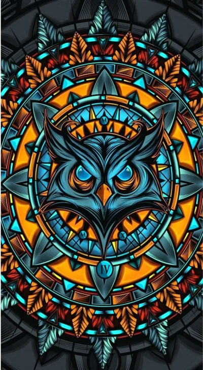 Aztec Solar Owl Sacred Mandala