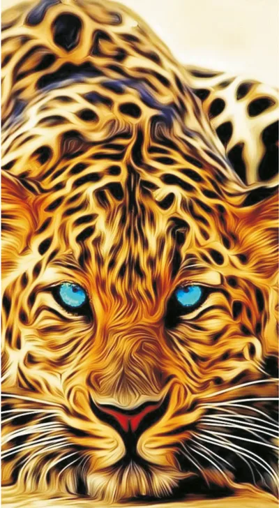 Blue-Eyed Golden Leopard Fur Oil Paint