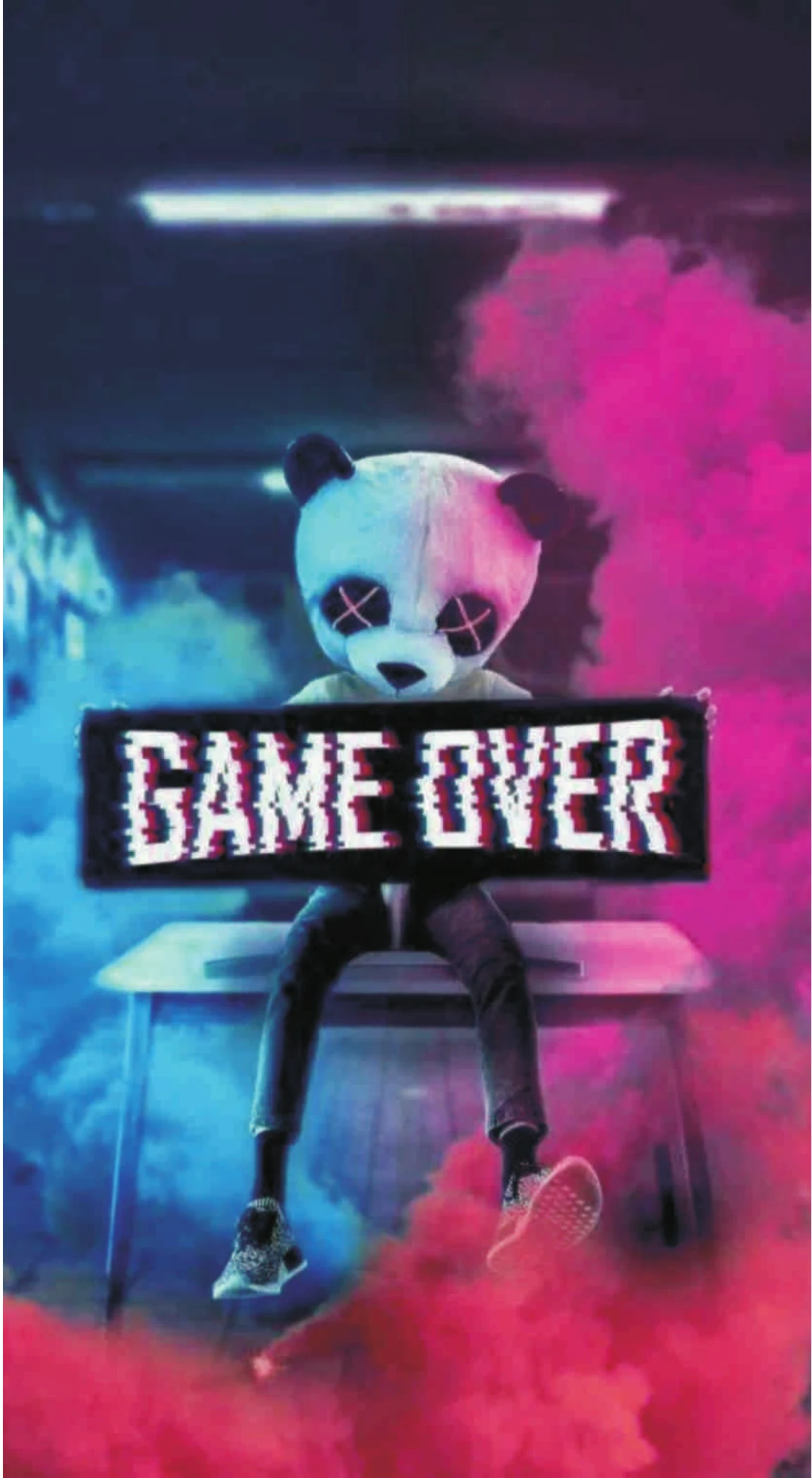 Cyberpunk Neon Panda Game Over Flare