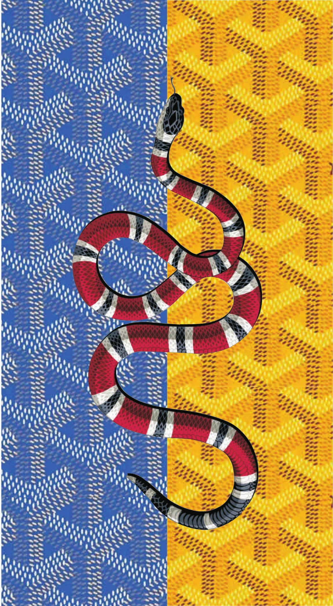 Goyard Chevron Split Blue Yellow Coral Snake