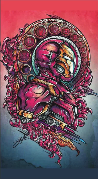 Iron Man Art Nouveau Celestial Crimson Armor