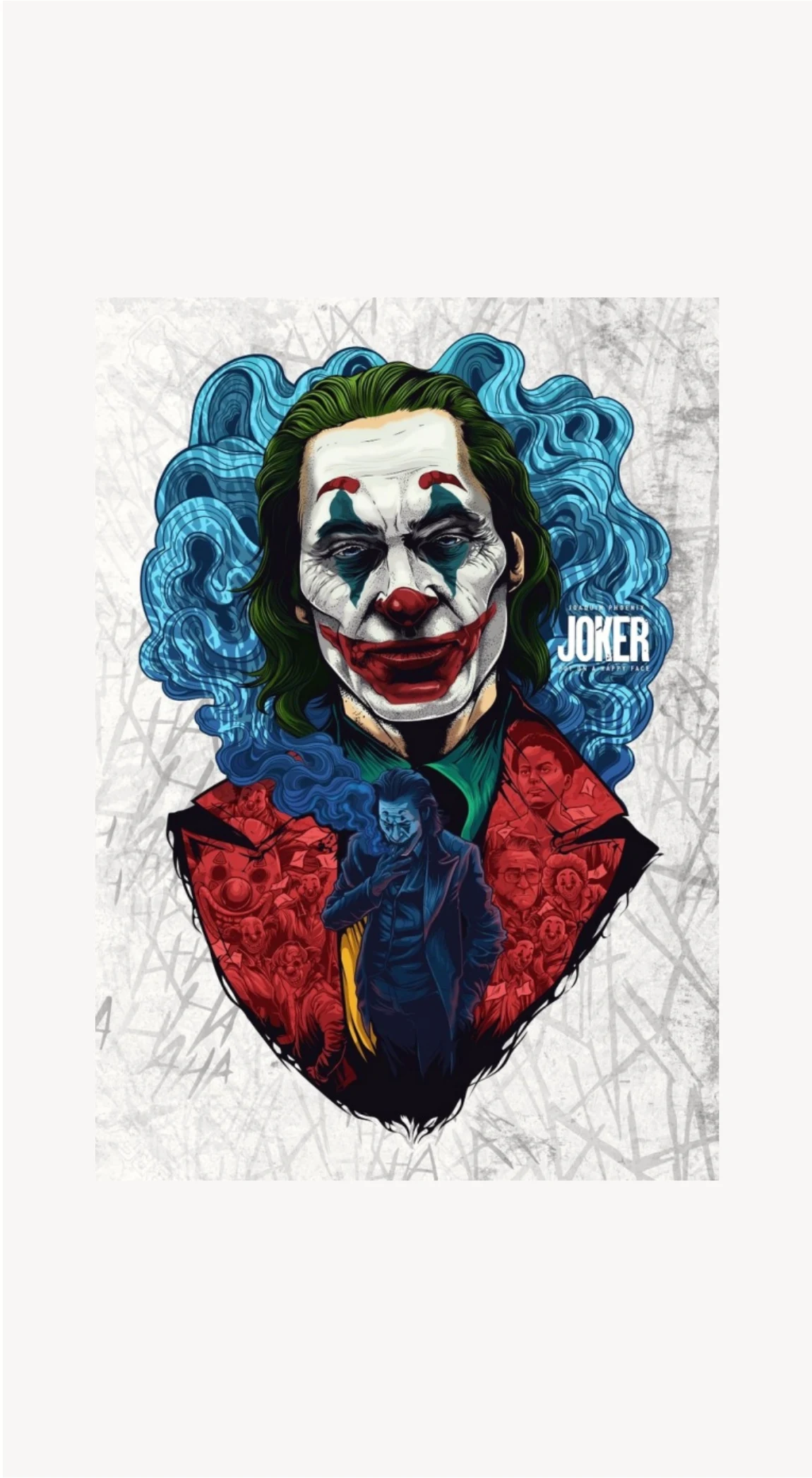 Joker Blue Smoke Laughing Mind Illusion Premium Mobile Skin Wrap