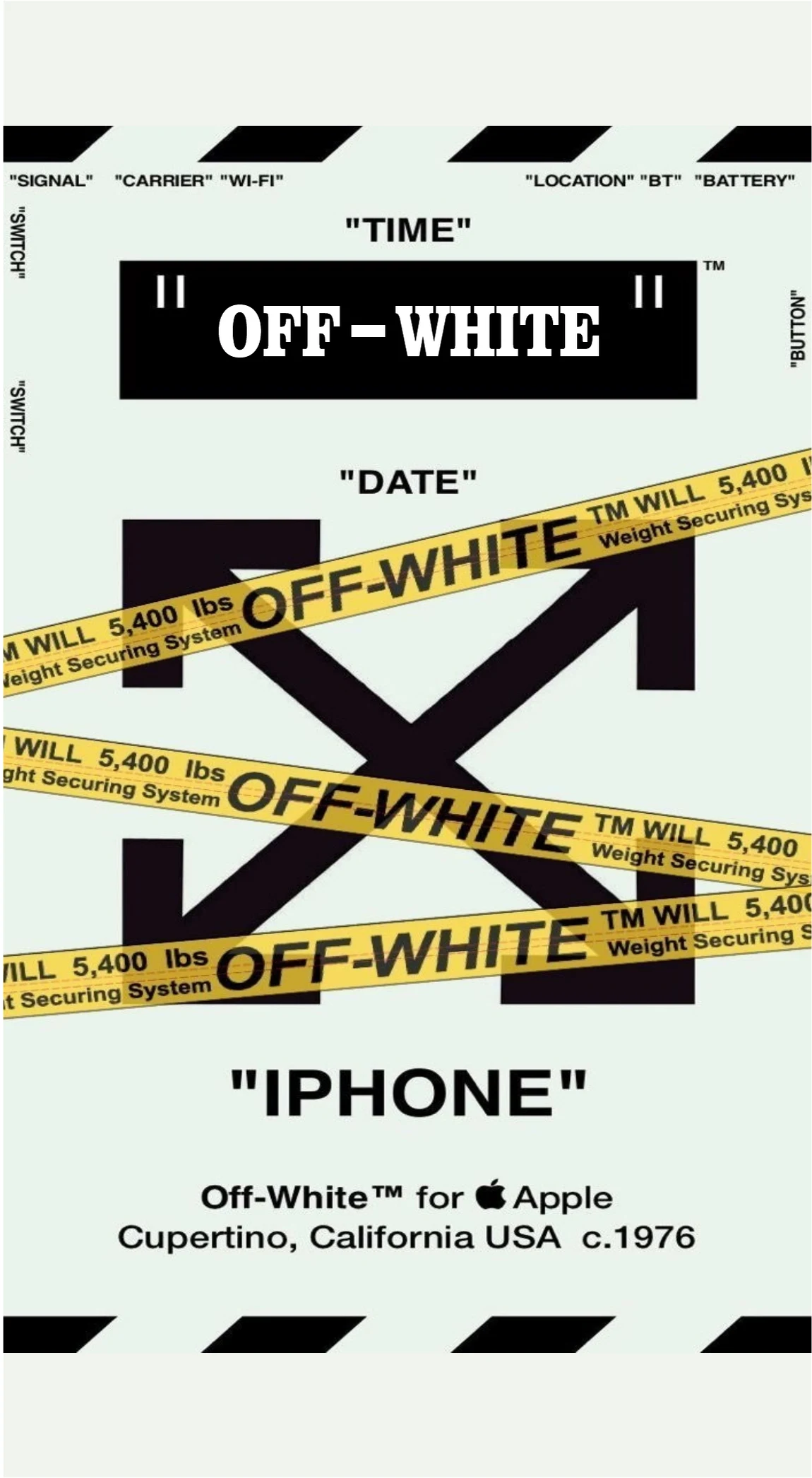 Off-White Industrial Caution Tape iPhone Premium Mobile Skin Wrap
