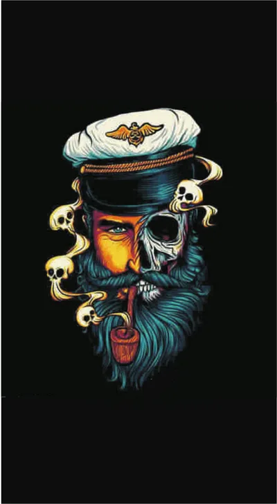 Pirate Captain Half-Skull Pipe Smoke Art