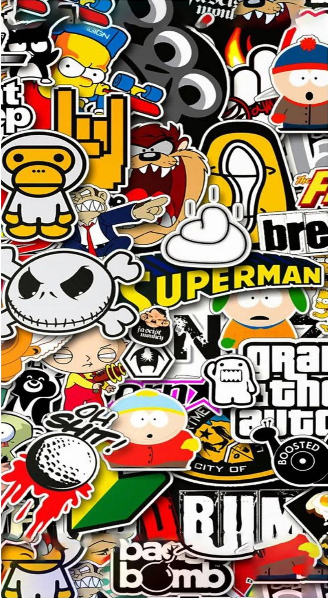Pop Cartoon Vinyl Sticker Bomb Premium Mobile Skin Wrap