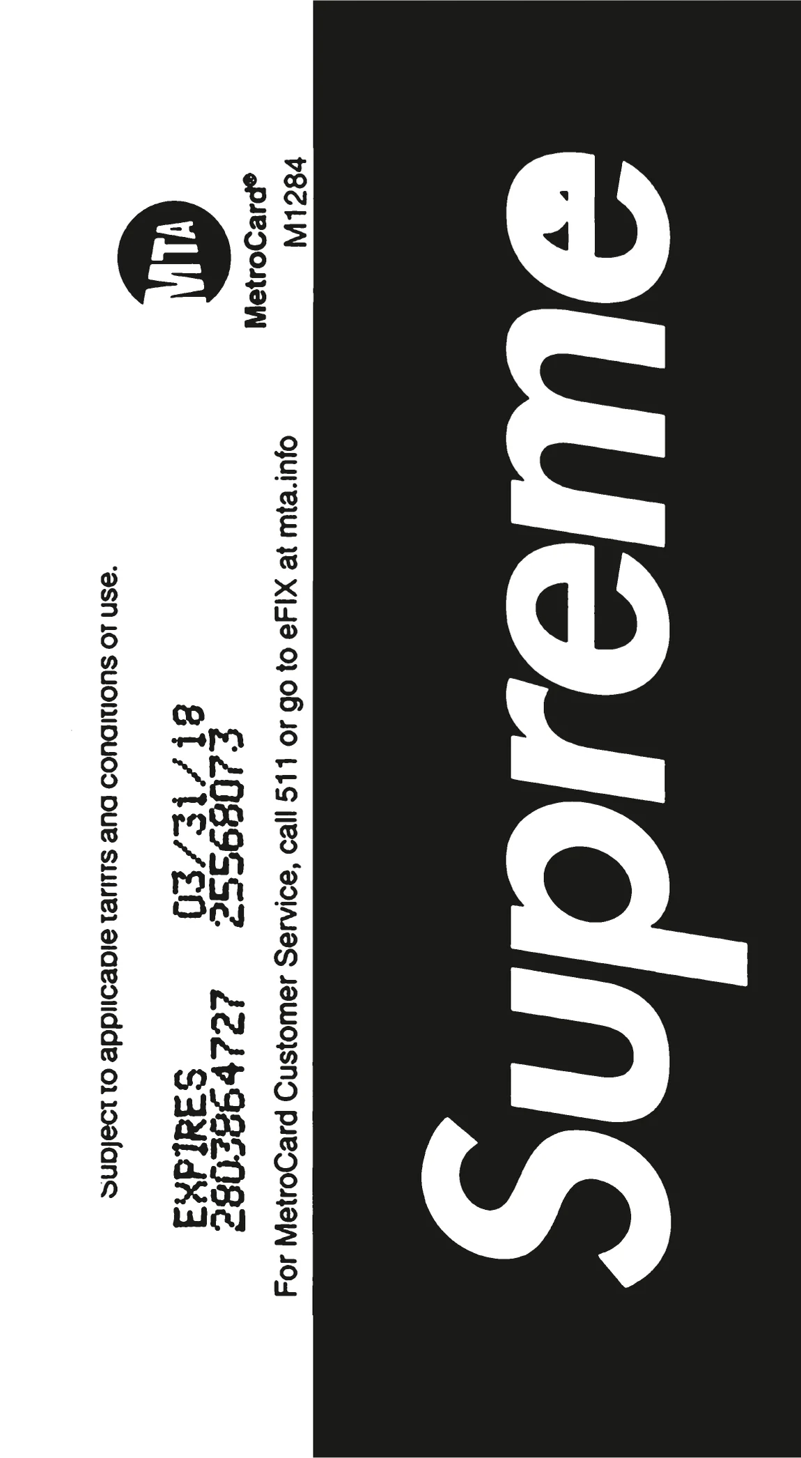 Supreme NYC MTA MetroCard Black Edition