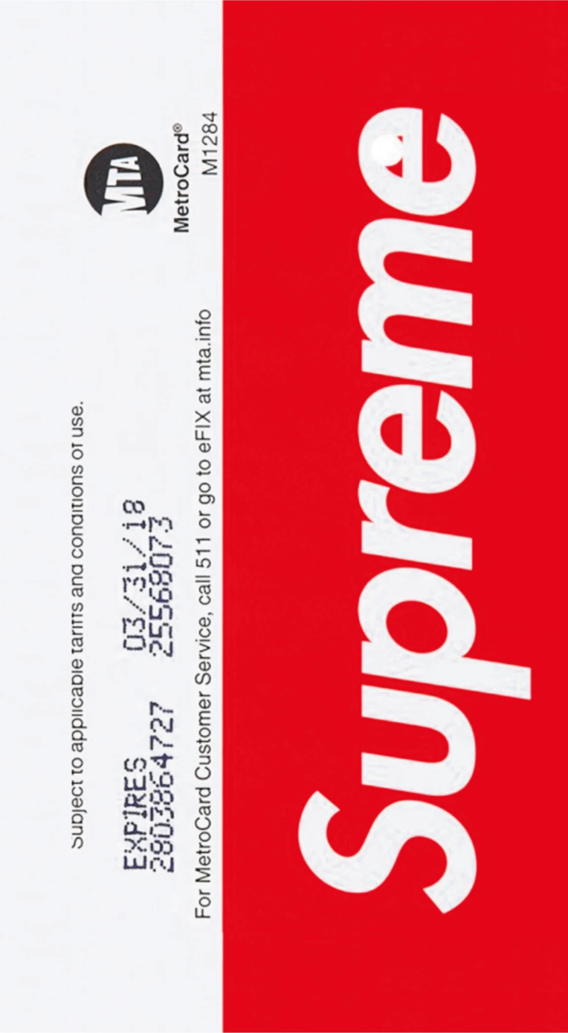 Supreme NYC MTA MetroCard Red Edition