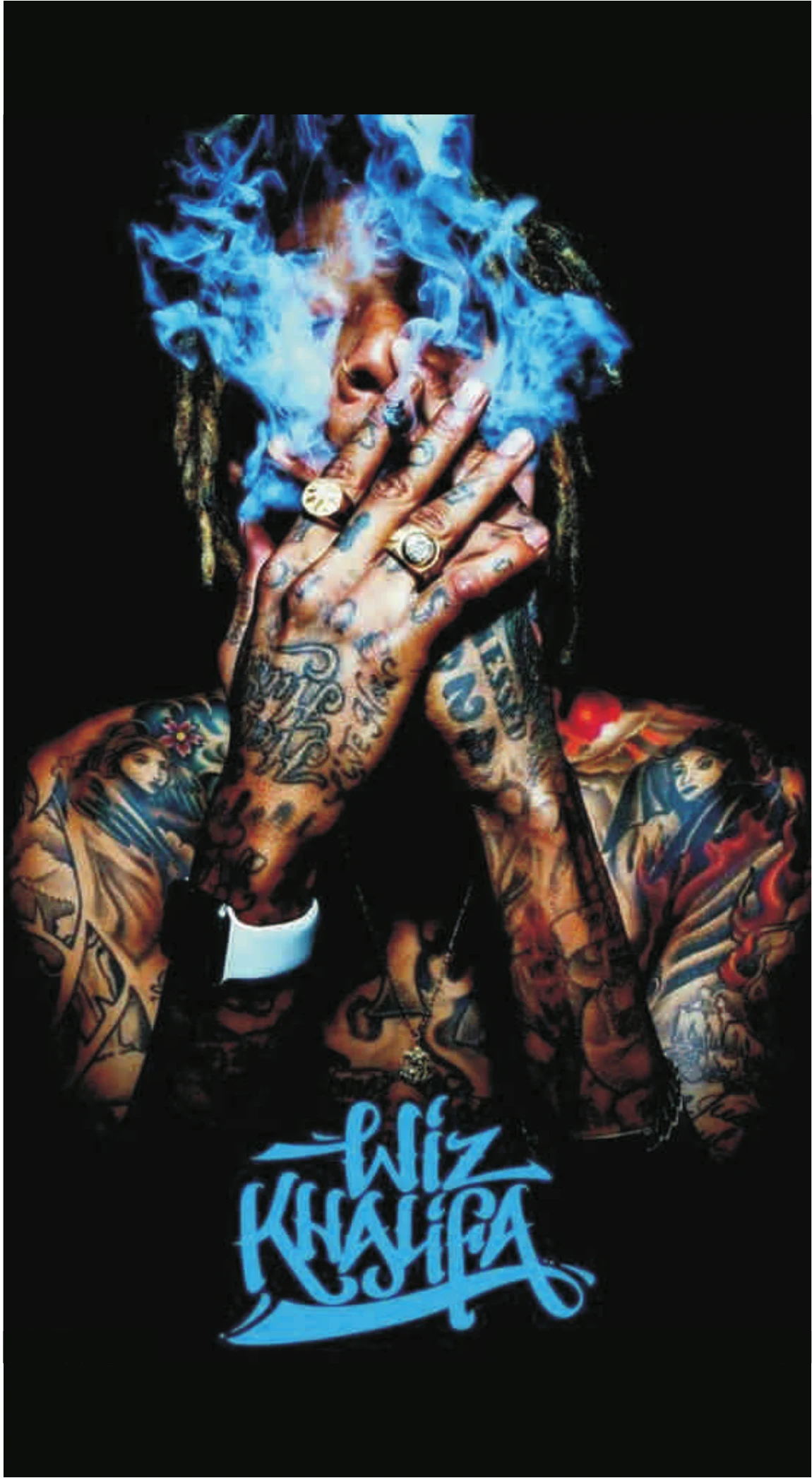 Wiz Khalifa Blue Smoke Rings Tattoo Art Premium Mobile Skin Wrap