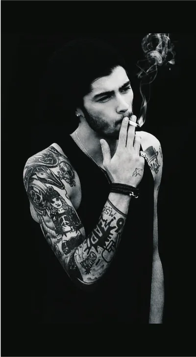 Zayn Malik Black & White Tattooed Smoker
